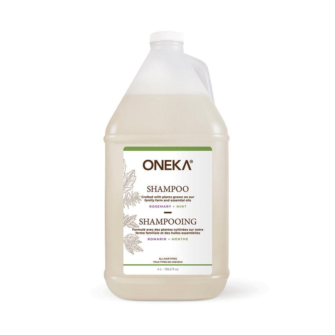 Oneka RMOS Rosemary Mint Shampoo refill bottle with label and cap, natural hair care product for refreshing scalp and hair.