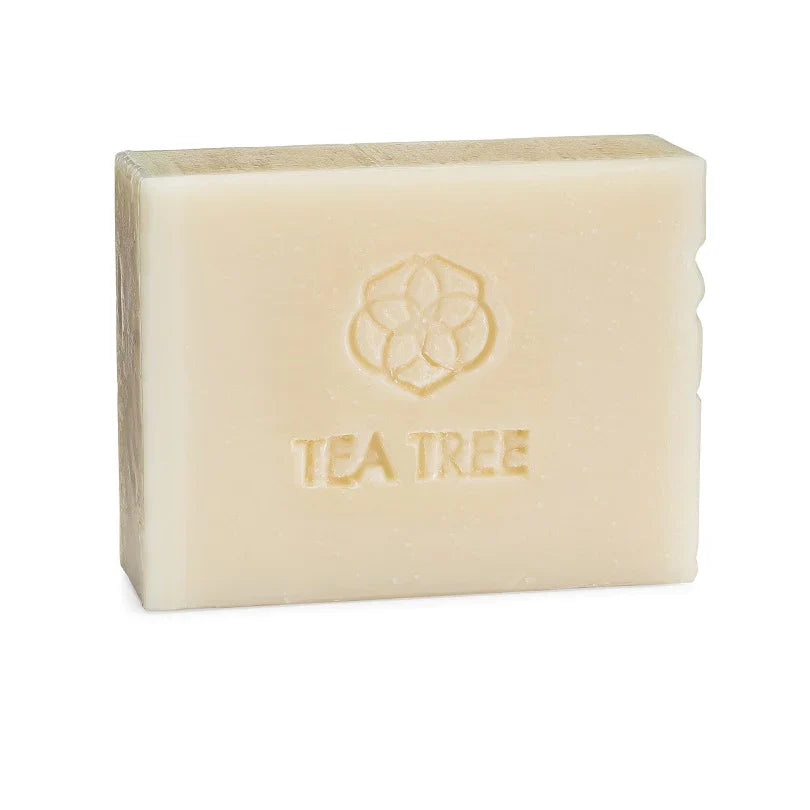 Meliora Tea Tree Bar Soap with natural ingredients, showcasing a plain, unwrapped soap bar for skincare and hygiene.