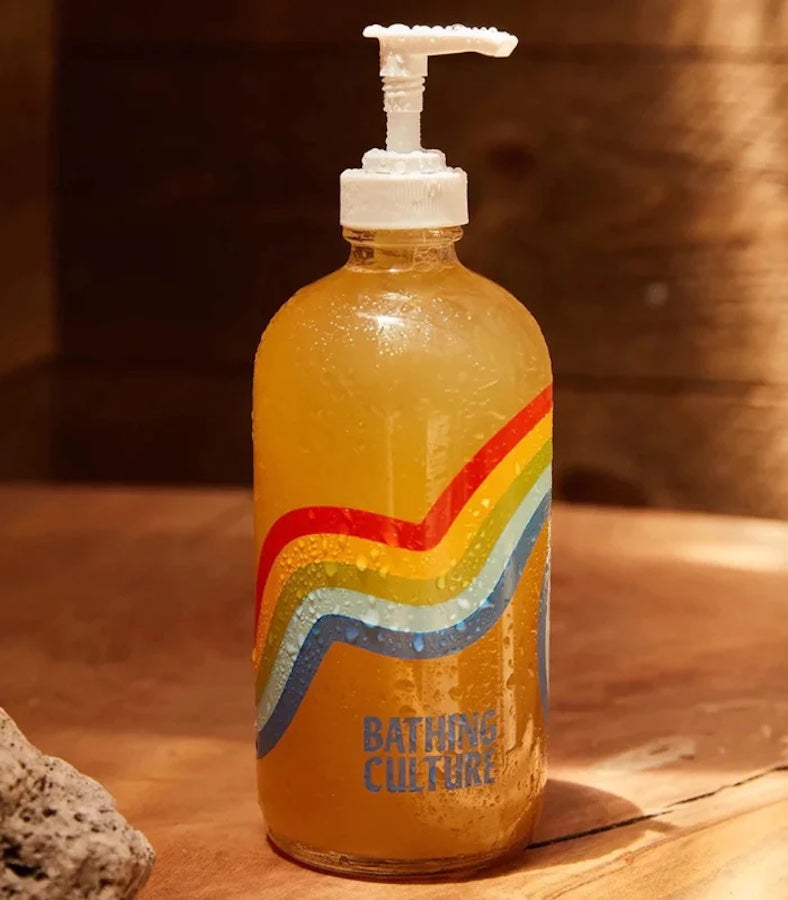 Bathing Culture Mind & Body Wash in a 16 oz glass bottle, featuring natural ingredients and a calming, soothing design.