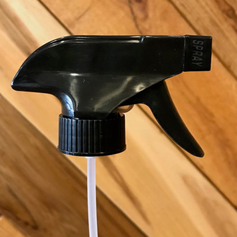Black trigger sprayer from Premium Vials with 28/400 neck fits 8 oz, 16 oz, and 32 oz bottles.