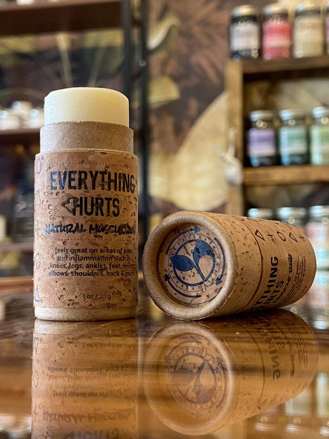 ScentCerae Everything Hurts Muscle Rub stick, 1 oz, portable pain relief stick with a soothing balm for sore muscles.