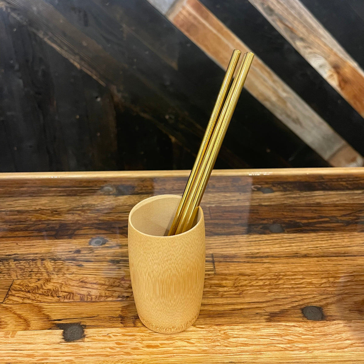 Set of stainless steel straight straws from OTB Refills in assorted colors, shown in a close-up image.