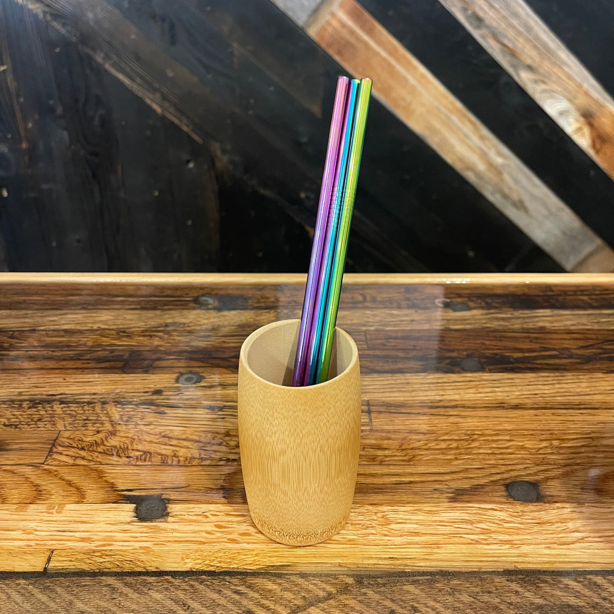 Set of stainless steel straight straws from OTB Refills, assorted colors, with a sleek, durable design for reusable drinking accessories.