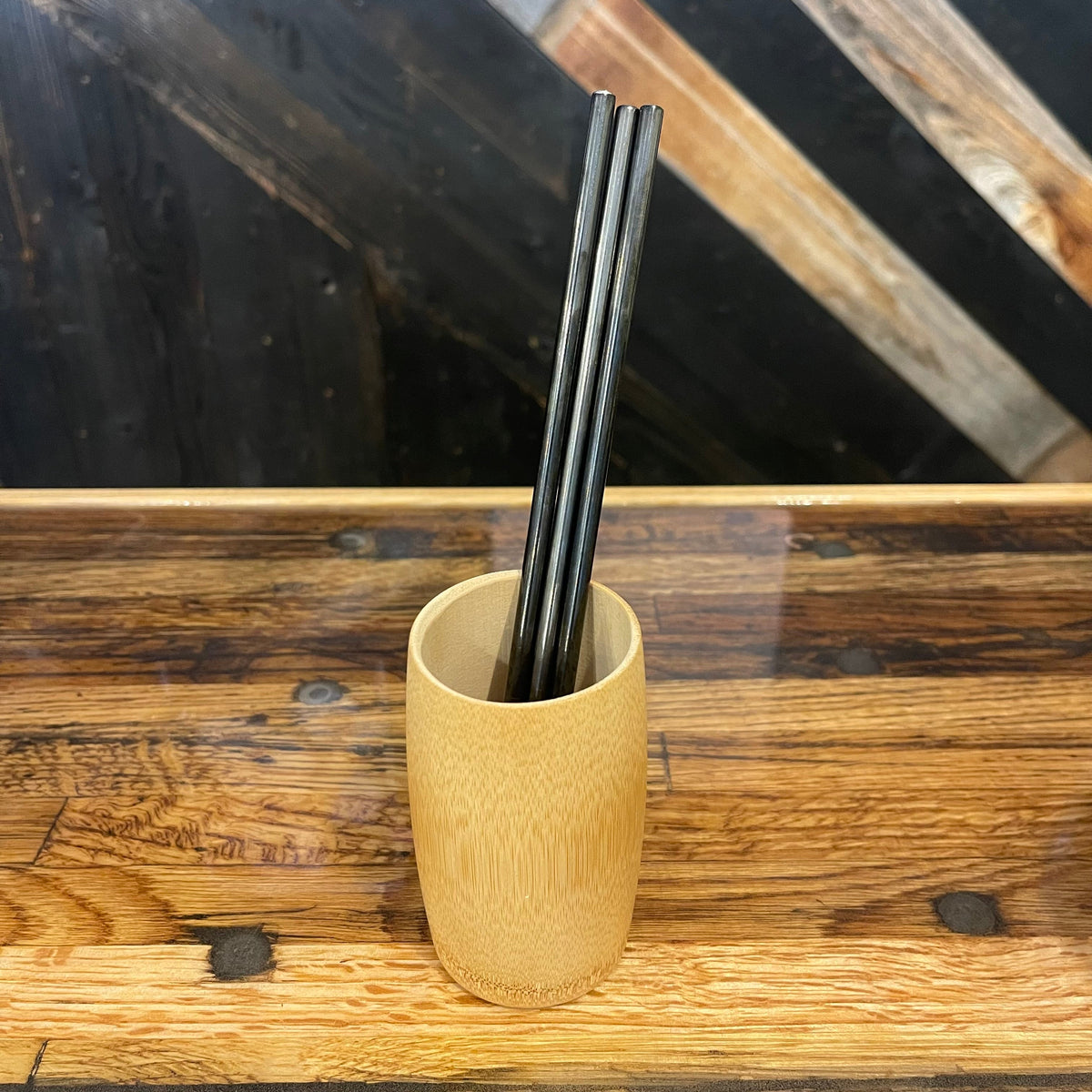 Assorted stainless steel straight straws by OTB Refills, shown in a full-size image with multiple reusable drinking straws.