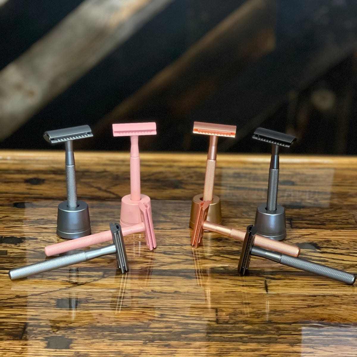 Coated brass safety razor by Ningbo Haward Razor with a sleek handle and polished finish, designed for a close shave.
