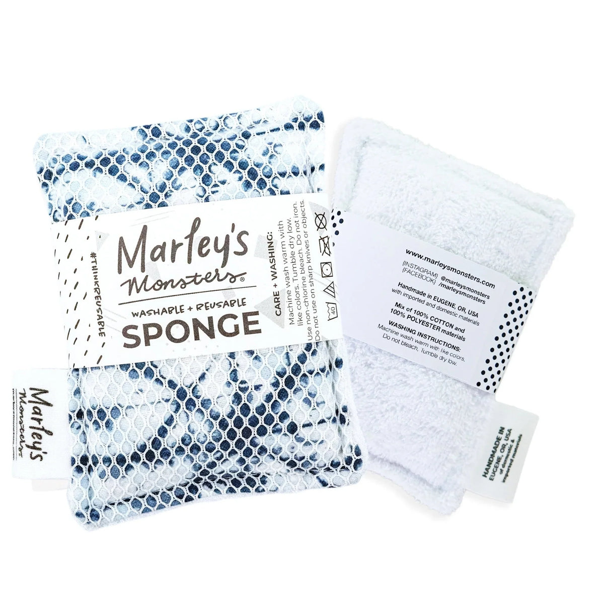 Washable reusable sponge by Marley's Monsters, showing soft textured surface ideal for eco-friendly cleaning.