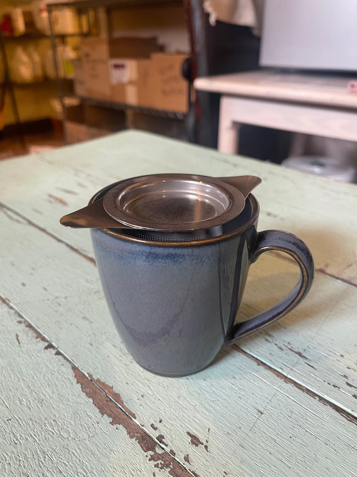 OTB Refills tea strainer and infuser cup with stainless steel mesh for brewing loose leaf tea.