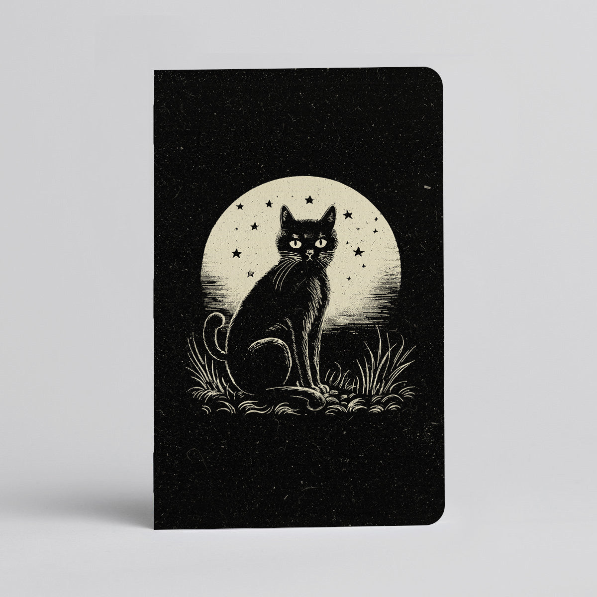 Justin Ryan Books notebook with a leather cover and lined pages, shown open with blank pages ready for writing.