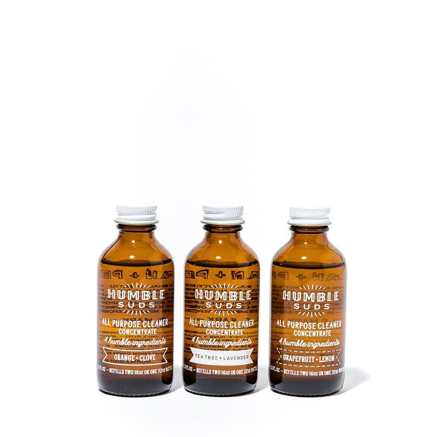 Humble Suds Cleaning Concentrate 2oz refill bottle with label, designed for eco-friendly household cleaning.