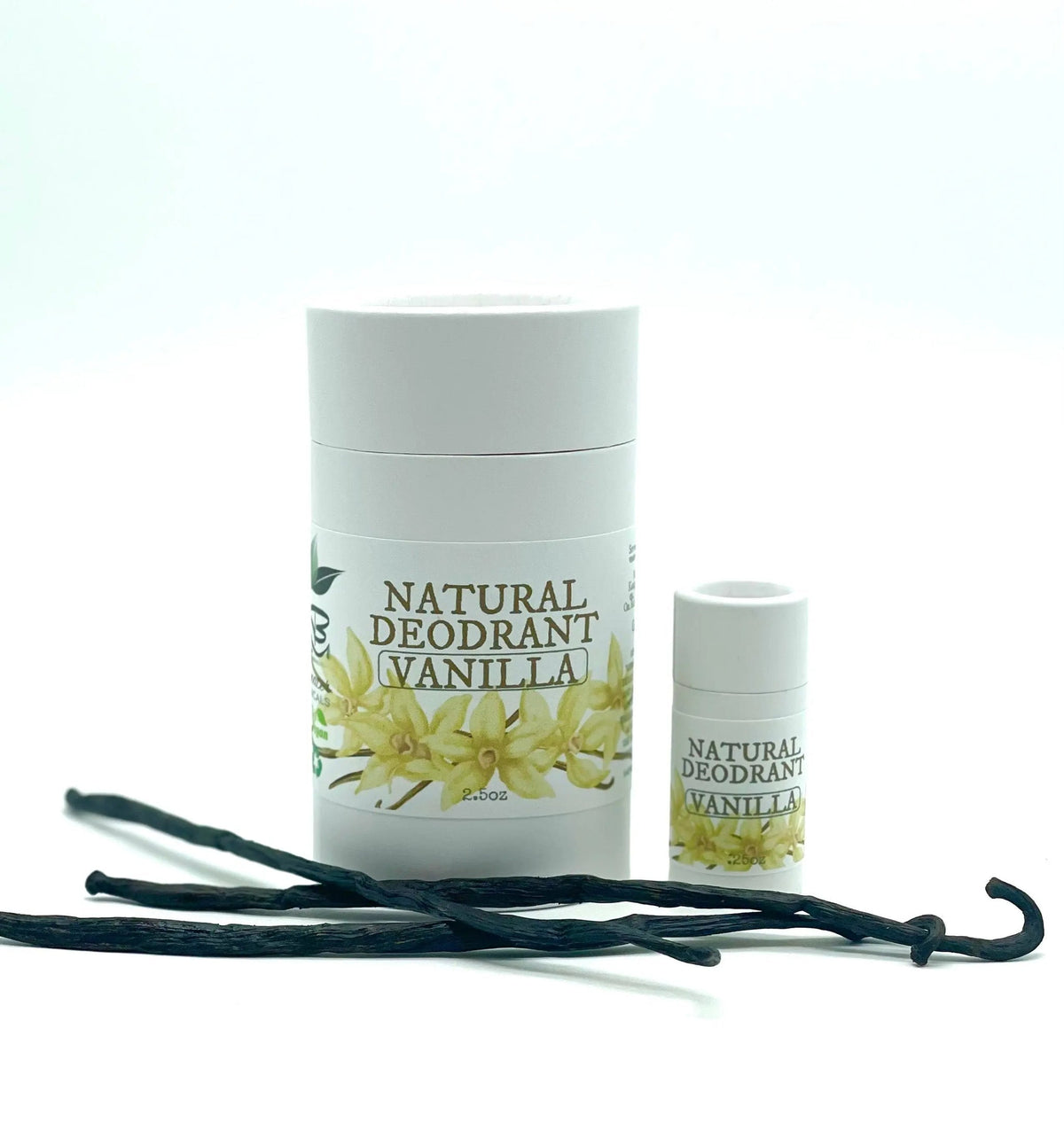 Rainwater Botanicals deodorant stick with natural ingredients, featuring a sleek design and eco-friendly packaging.