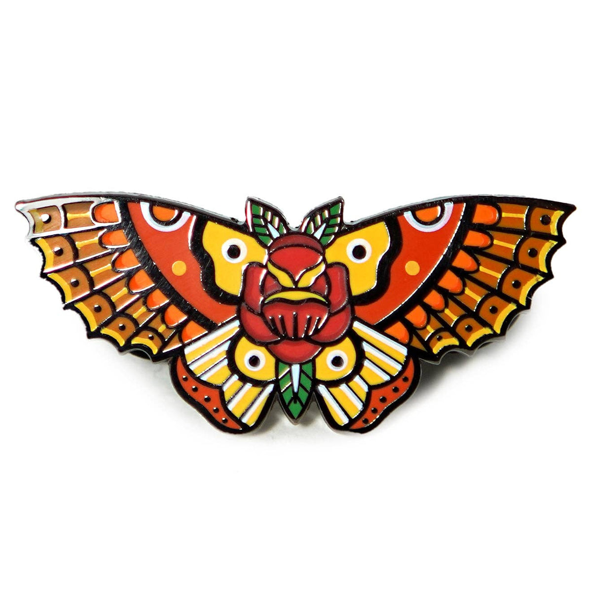 Stuntin’ Goods enamel pin featuring vibrant design, showcasing a stylish accessory on a plain background.
