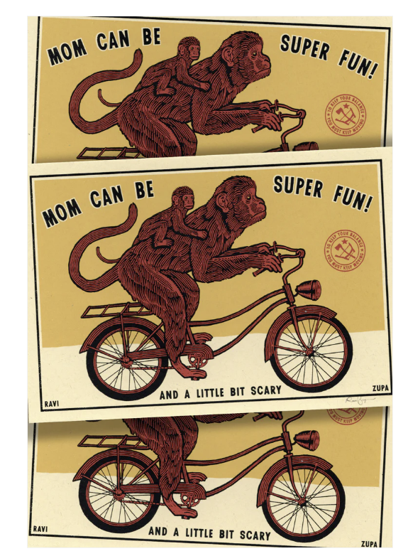 Small 5x7 inch print by Ravi Zupa Art, featuring intricate, detailed artwork with bold lines and vibrant colors.