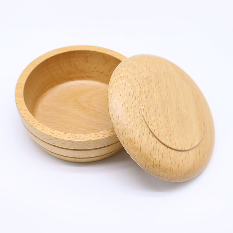 OTB Refills 6 oz wood shave bowl with smooth, rounded design, ideal for traditional wet shaving and grooming accessories.
