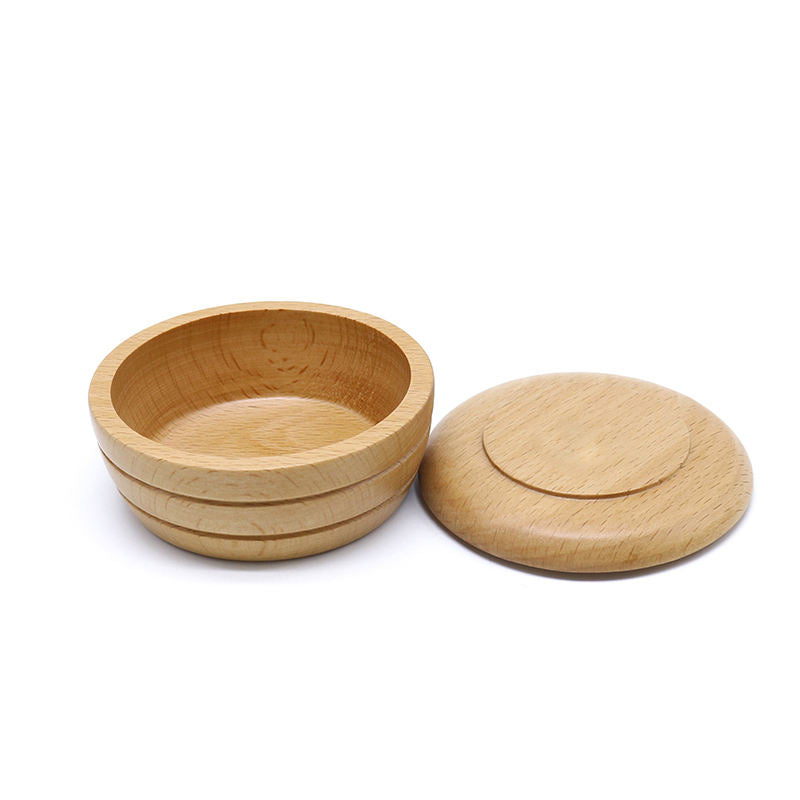OTB Refills 6 oz wood shave bowl with smooth finish, ideal for shaving soap and lathering in traditional grooming routines.