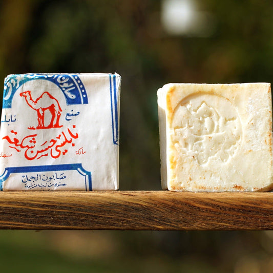 Palestinian Soap Cooperative Inc Nablus Olive Oil Bar Soap showing rectangular soap bar with olive oil ingredients and natural texture