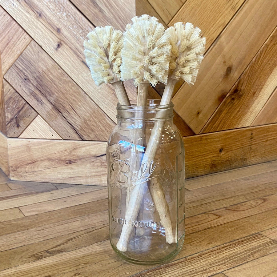 OTB Refills long handle bottle scrub brush with durable bristles for thorough cleaning of bottles and narrow containers.